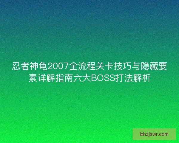 忍者神龟2007全流程关卡技巧与隐藏要素详解指南六大BOSS打法解析 忍者神龟2007全流程关卡技巧与隐藏要素详解指南六大BOSS打法解析